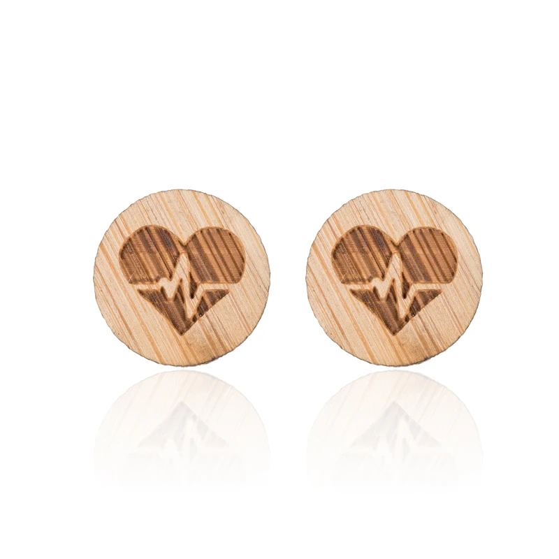Heartbeat Wood Earrings