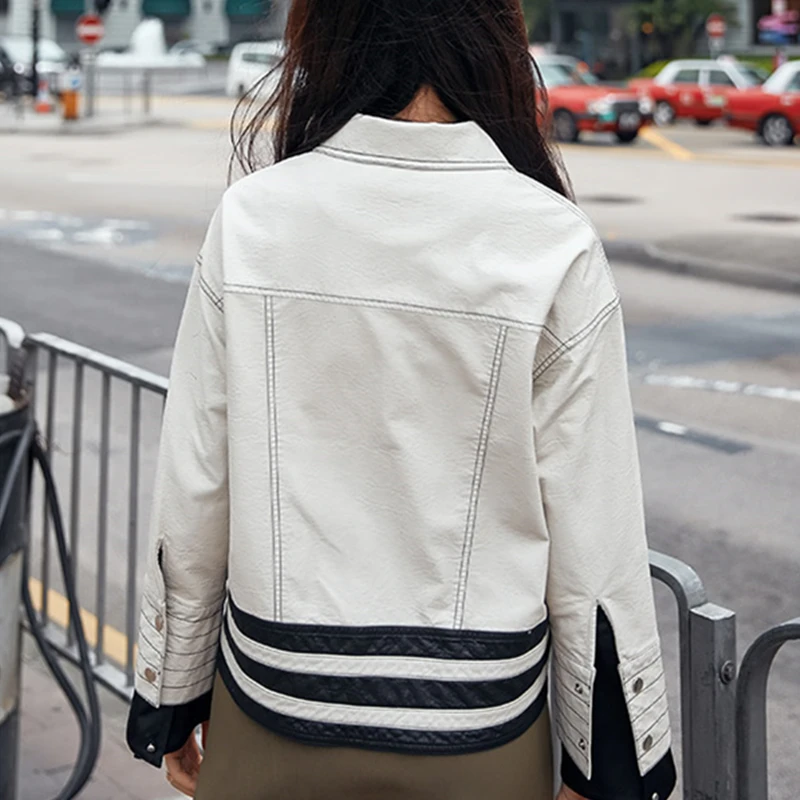 Haute Pu Court Rayé Poches Unique Poitrine Casual Ivory Qualité Vintage Automne Manteaux Lâche Vestes Jq349 Nouveau Mode Famela Hiver nWqIxfXx6