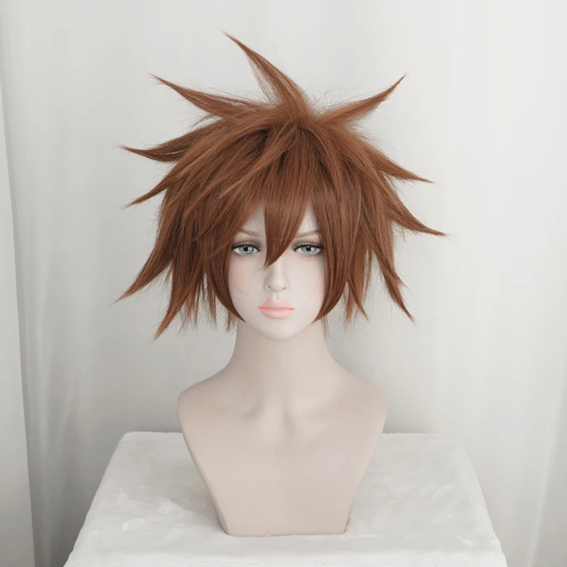 

Kingdom Hearts III Sora Brown Short Wig Cosplay Costume Men Women Heat Resistant Synthetic Hair Wigs+Wig Cap