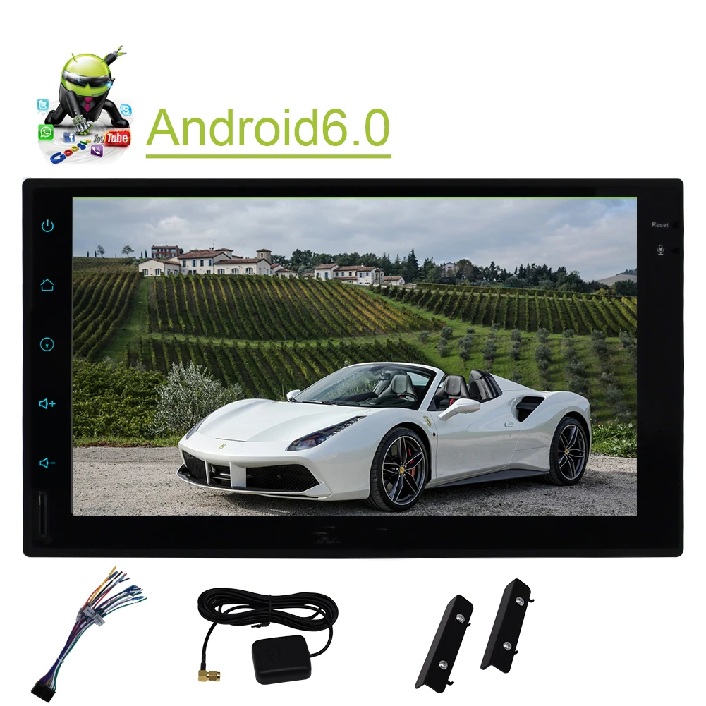 

Android 6.0 Car Stereo Quad Core 7'' Touch Screen Double Din GPS Navi Radio Receiver BT WiFi OBD2 Mirrorlink Headunit Cam-In