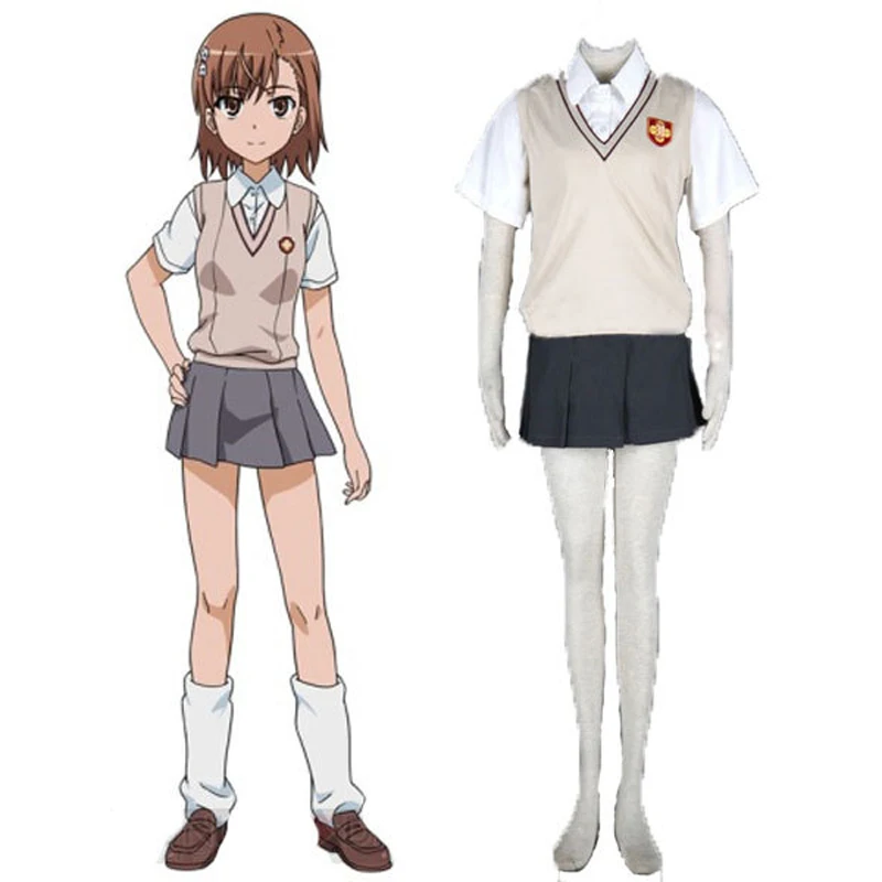 

Anime To Aru Kagaku no Railgun Mikoto Misaka Cosplay School Uniform Full Set Girl's Halloween Costumes Custom-made Free Shipping