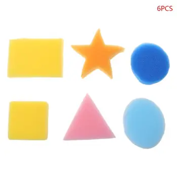 

6 pcs Children Kids Painting Sponge Brush Water-based Paint Toy Geometric Shape Soft Sponges Block