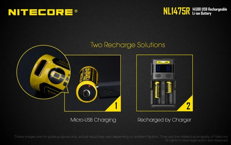 TOPSALE NITECORE NL1475R 750mAh14500 Высокая Производительность микро-USB литий-ионная аккумуляторная батарея 2.7Wh Кнопка Верхняя защищенная батарея