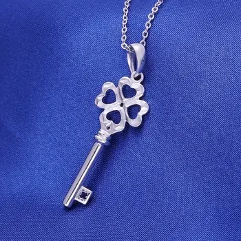 

Elegant Platinum Key Shape Pendant for Women Female PT950 White True Solid Gold Charm Necklace Girl Gift Fine Engagement Jewelry