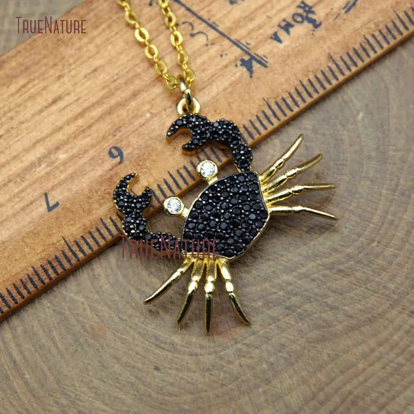 20180126-NM10388-  Black Zircon Micro Pave Gold Plating Crab Necklace Copper Necklace_3