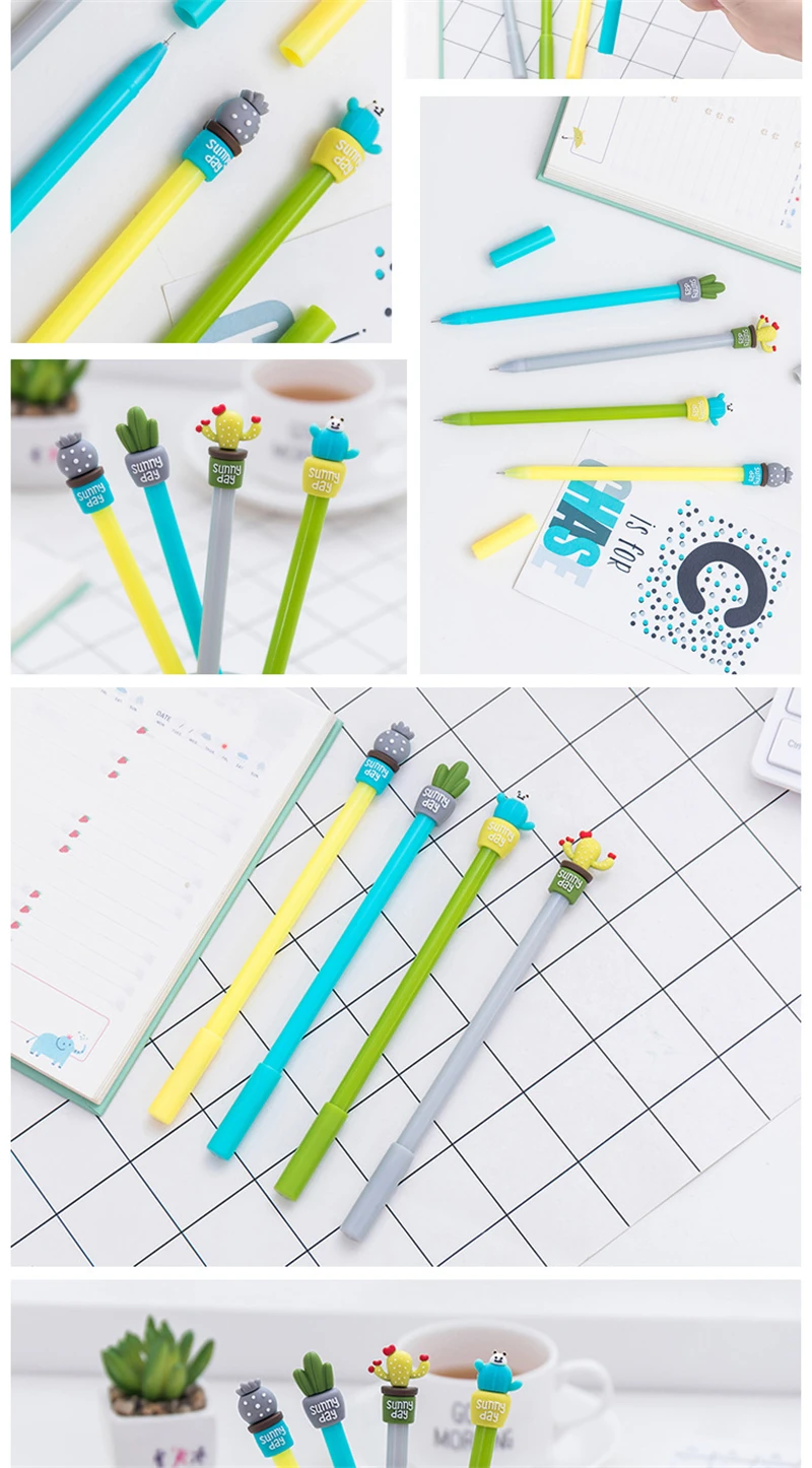 Kawaii креативная Милая Ручка Кактус маркер нейтральная гелевая ручка Канцелярия для учеников школьные офисные принадлежности Обучающие канцелярские принадлежности