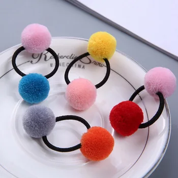 

DHL 5000pcs Girls' Pompom Hair Ties Double Pom Pom Elastic Hair Band Hair Ropes