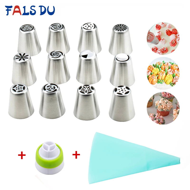 

12Pcs/set Cake Decorating Russian Icing Piping Nozzles Tips Sugarcraft Pastry Cake Tools Rose Flower Cream Pastry Tips