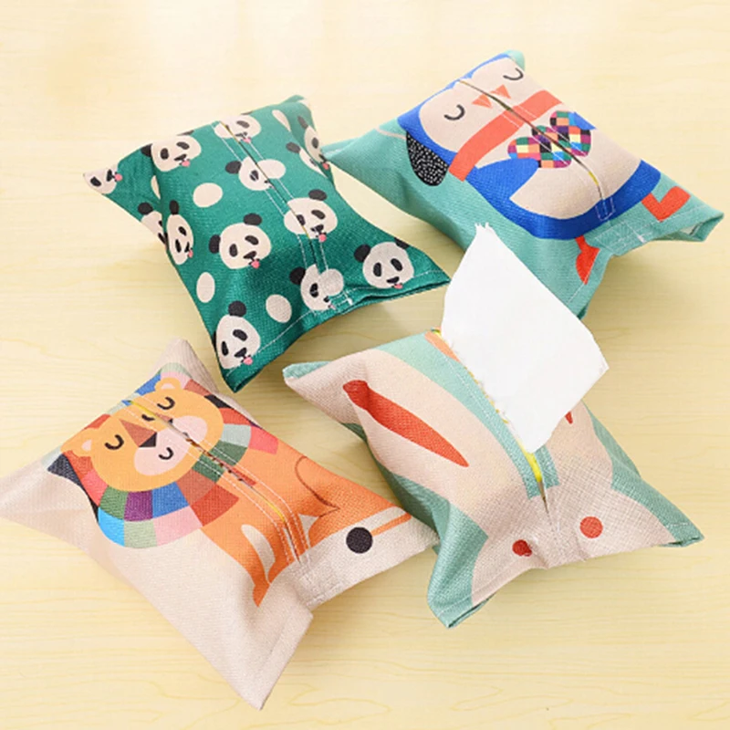 

Cute Paper Towel Napkin Pouch Cartoon Animal Tissue Case Box Car Napkin Paper Container For Home Decoration Random 1PCS