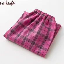 Fdfklak – pantalon de Pyjama en coton à carreaux pour femmes, bas de Pyjama, vêtements de salon, printemps et été, Q1311