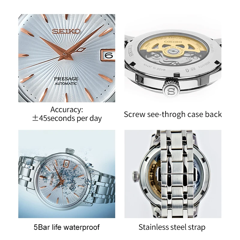 Оригинальные женские часы Seiko Series 5 бар водонепроницаемые Деловые с кожаным