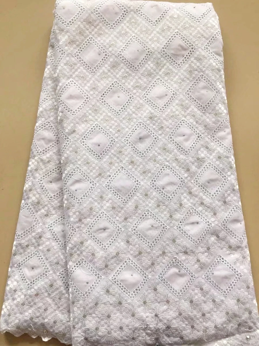 

Hot sale swiss voile lace in switzerland cotton swiss voile laces white embroidered lace fabric for wedding dress with stones
