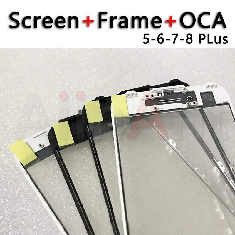 

10 pcs Touch Glass For iPhone 5 5s 6 7 8 6S Plus XR 6G 7G 8G Front Outer LCD Screen With Bezel Frame + OCA Glue Repair Parts