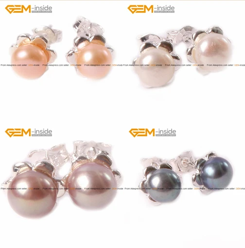 Pearl With Flower Frame Gold Plated Stud Earrings ...