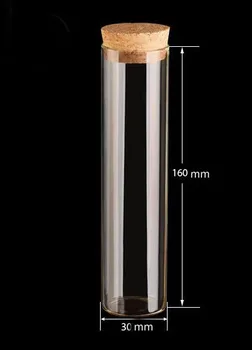 

just ship to Russia 1000pcs/lot factory wholesale very cute 30*160mm glass vials vial Glass Bottles small bottles with corks