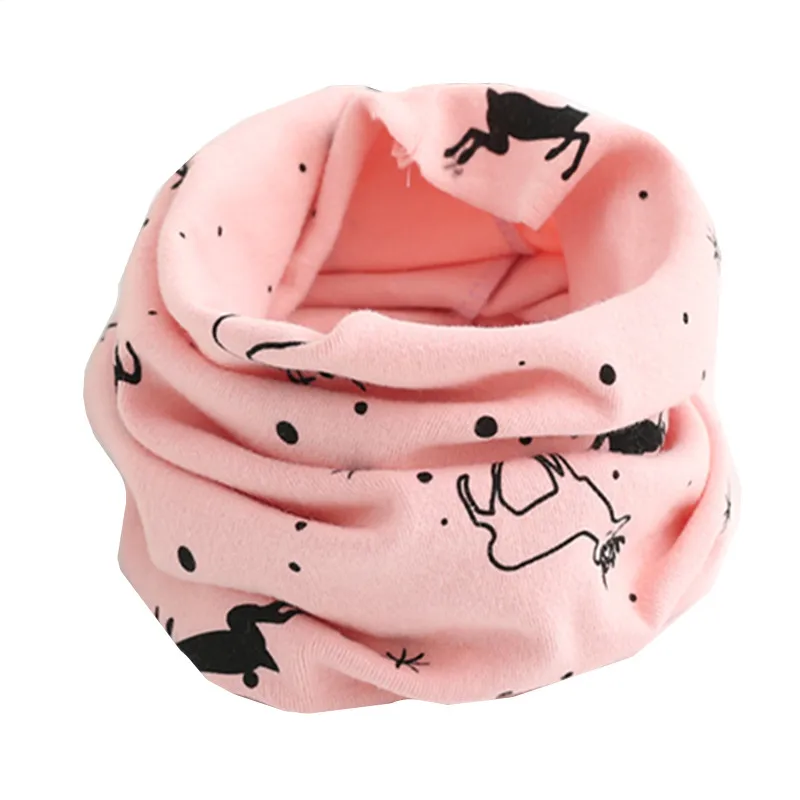 Осенне-зимний детский хлопковый шарф для девочек и мальчиков теплые шарфы Детский круглый кольцевой ошейник Детский шарф детский волшебный шейный платок - Цвет: pink deer