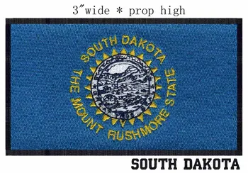 

South Dakota Flag embroidery 3" wide shipping /sky blue /sun's rays /inscriptions patch