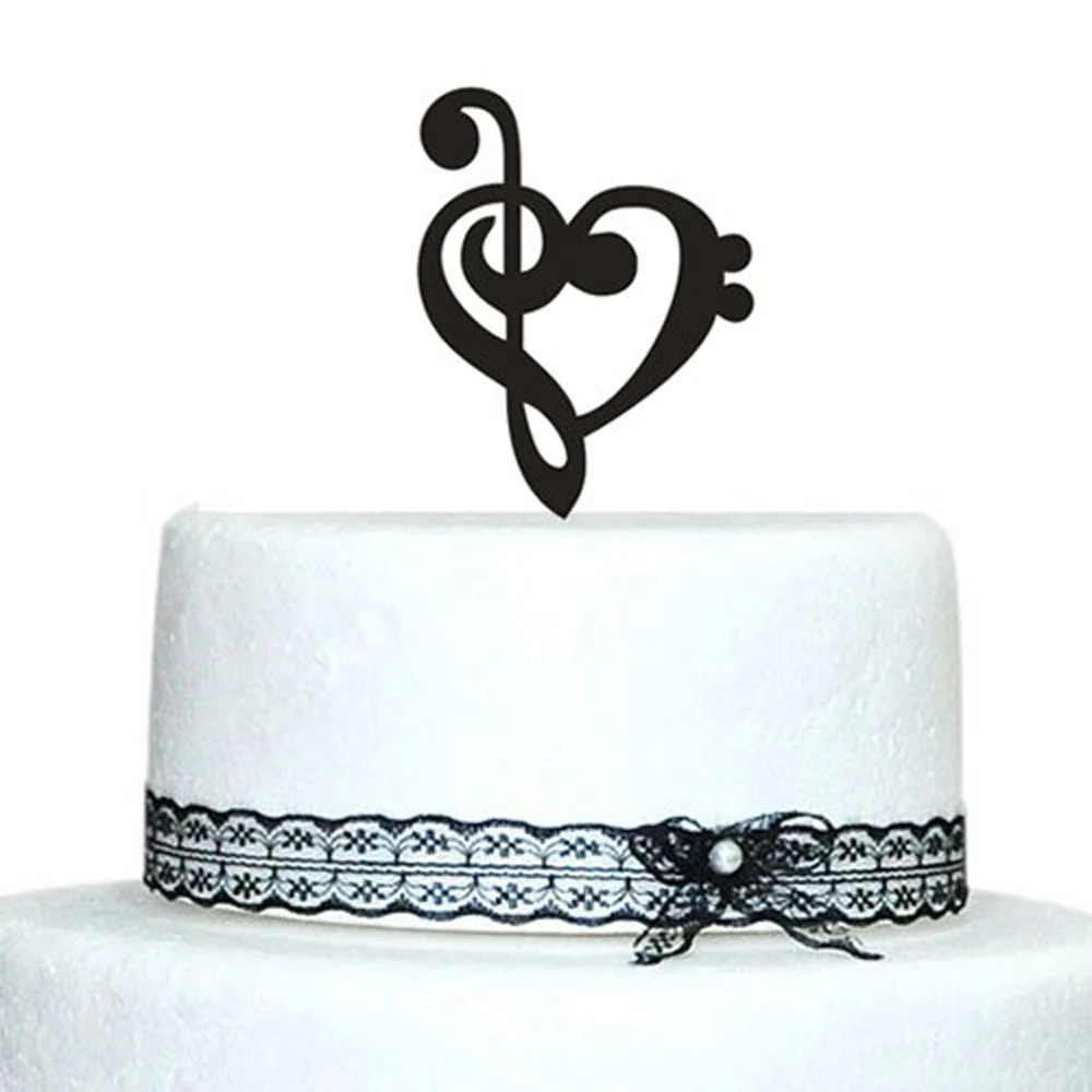 Heart Music Note Wedding Cake Toppers With Heart Design Cake