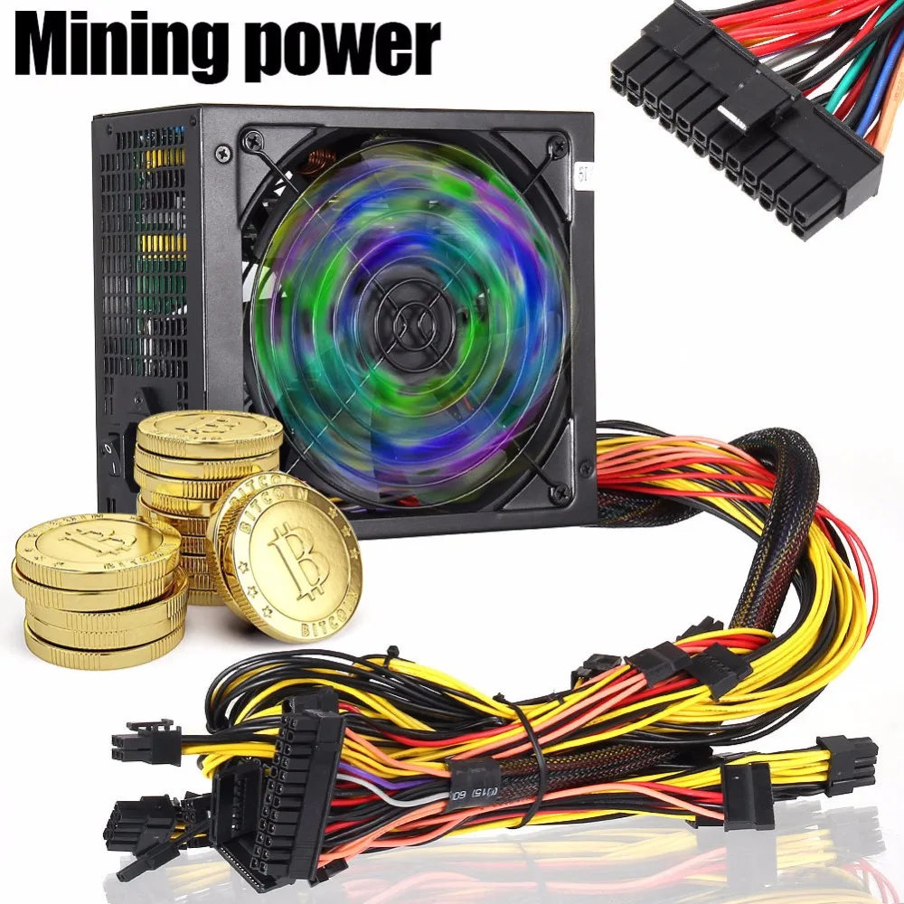 

New 1600W 170-240V ATX Gold Mining Power Supply SATA IDE 6 GPU for ETH Ethereum EM88