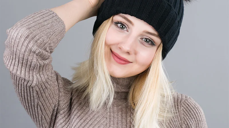 Съемный меховой помпон шапка с помпоном для женщин skullies beanies теплые чулки шапка Осенняя шапка зимняя шапка женская