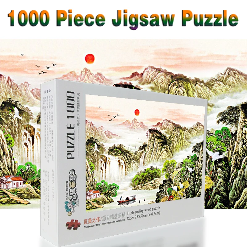 Wooden puzzle 520/1000/1500 pieces Mountain Stream Natural scenery