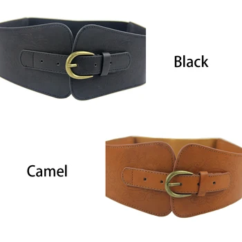 

Women Gifts Wide Simple Casual Totem Retro Decorative Fashion Adjustable Imitation Leather Elegant Waist Belt Pin Buckle