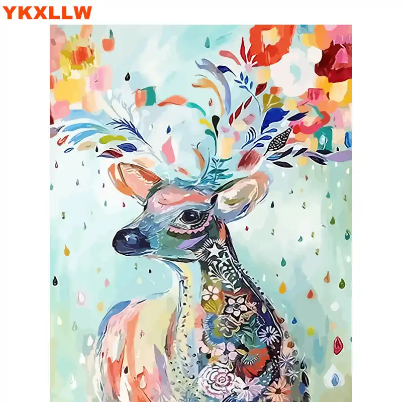 Sorte Veados Colorir Por Numeros Kits Abstracto Cor Tintas Numero Pintura A Oleo Desenho Imagens Sobre Tela Sala De Estar Decoracao Oil Painting Oil Painting On Canvaspaintings On Canvas Aliexpress