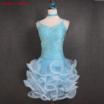 

Sexy Sling Latin Dance Performance Dress 2108 New Girls Kids Ballroom Dance Cha Cha Rumba Salsa Competition Costumes Dancewear