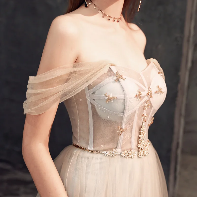Элегантное сексуальное тонкое платье с открытыми плечами из чистой пряжи, длинное платье, китайское платье, вечернее платье, женское улучшенное платье Qipao, размер S-XXL