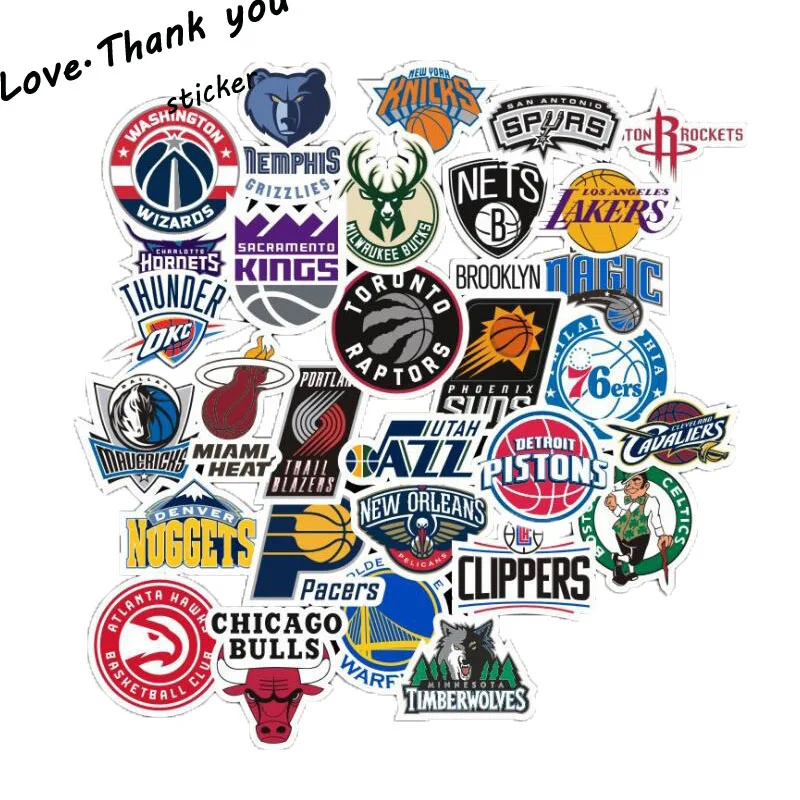 32Pcs/Lot PVC Waterproof  Club Logo Sticker For Laptop Trunk Skateboard Fridge Phone Decal Car-Styling Toy Stickers