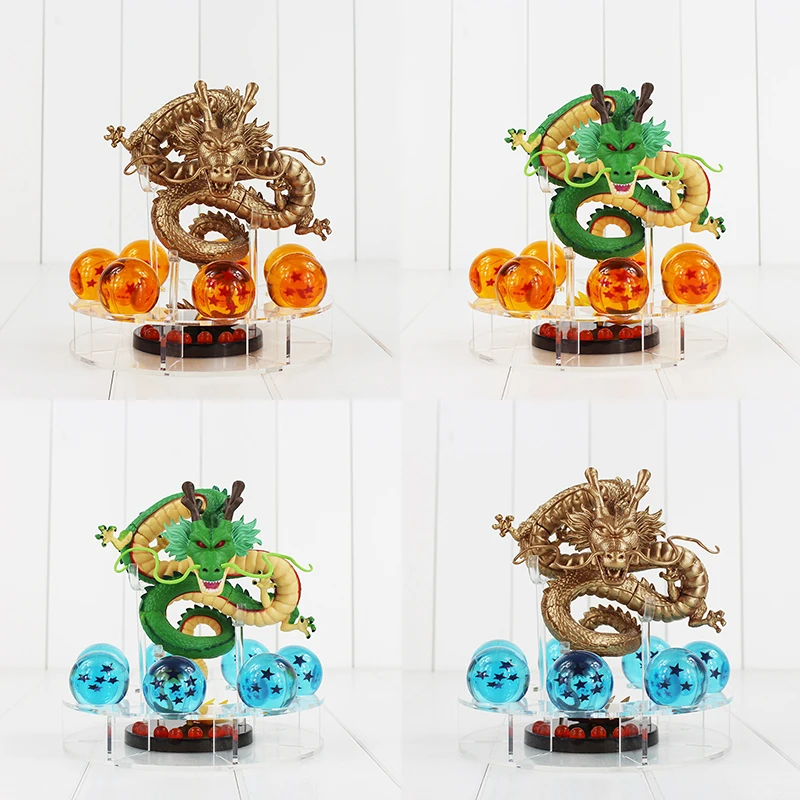 

Dragon Ball Z 15cm Shenron Figure Toys Green and Golden Dragon Figure Set Shenlong + 7pcs 3.5cm Dragonballs Acrylic Shelf Toy