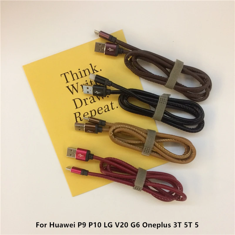 Usb кабель Type C из искусственной кожи для быстрой зарядки usb передачи данных