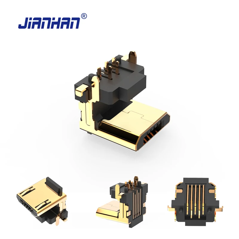 1 100 упаковок 90 градусный разъем Micro USB 5 контактный плоский адаптер для PCB 2 0