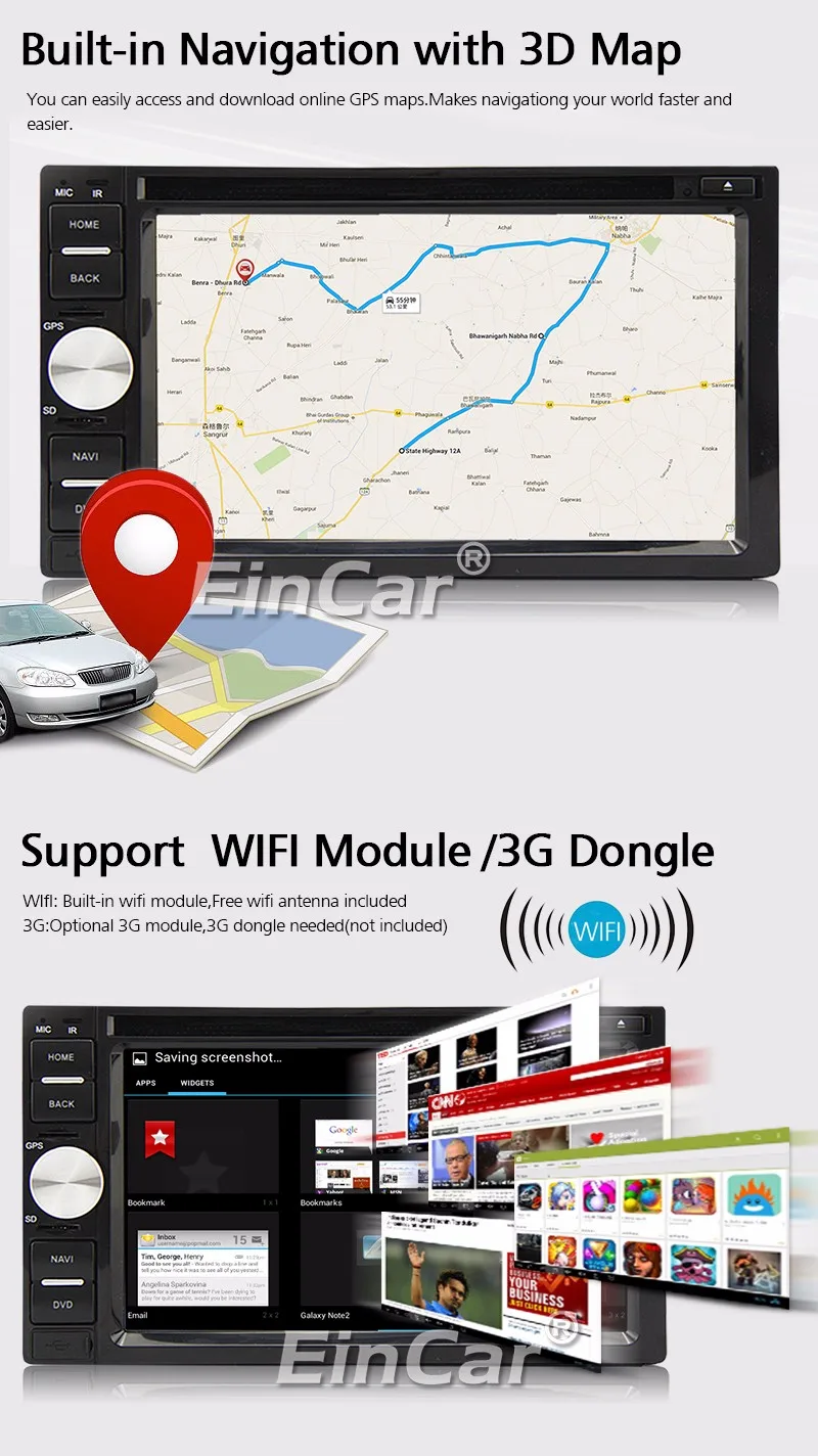 Cheap 2din Android 5.1.1 Car DVD player GPS+Wifi+Bluetooth+Radio+Quad Core+Capacitive Touch Screen+car pc+aduio+Steering wheel control 26