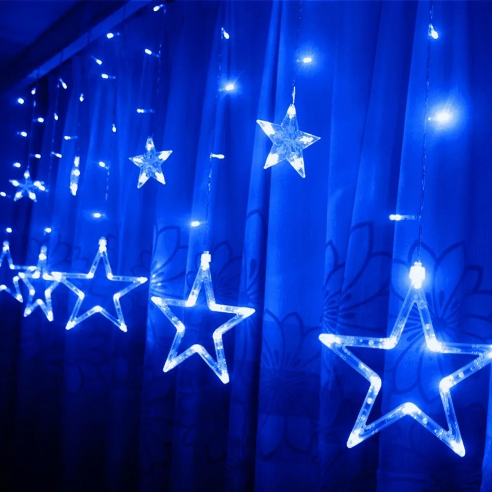 Звезда светодиодный Рождество гирлянда света для Свадебная вечеринка праздник деко Романтический Фея Звезда Шторы Строка свет теплый