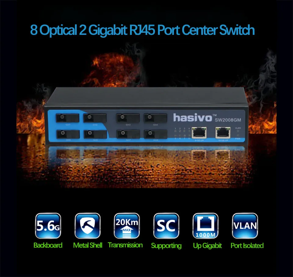 Ethernet com 8 Comutador Portas Conversão 2 1000m 100m Rj45 1 Computador e Escritório