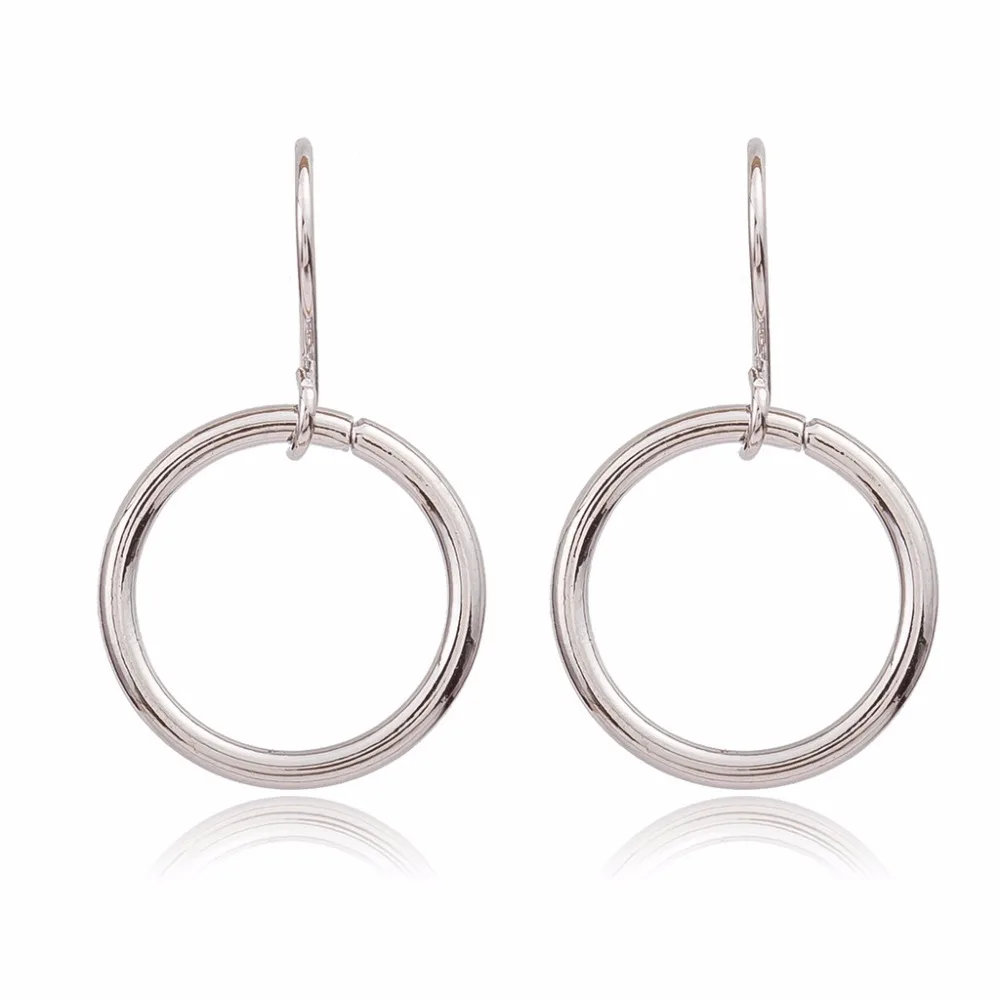 Simple Style Small Metallic Loop Golden Silver Plated Drop Earrings Dangle for Women | Украшения и аксессуары