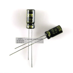 Электролитический конденсатор 16 в 100 мкФ объем 10x5 мм конденсатор