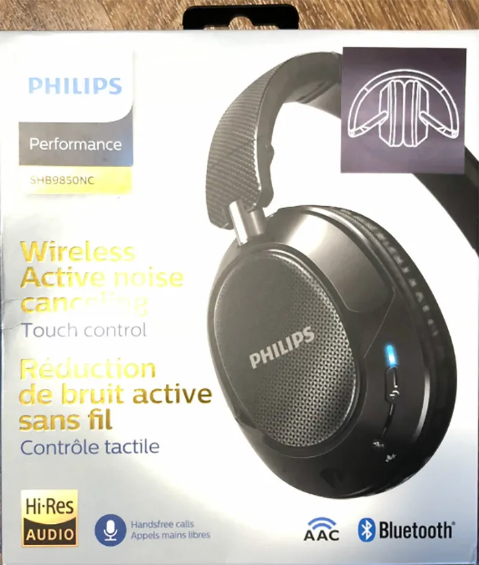 Оригинальные беспроводные bluetooth-наушники Philips SHB9850 с функцией активного шумоподавления, NFC гарнитура с микрофоном, официальная проверка