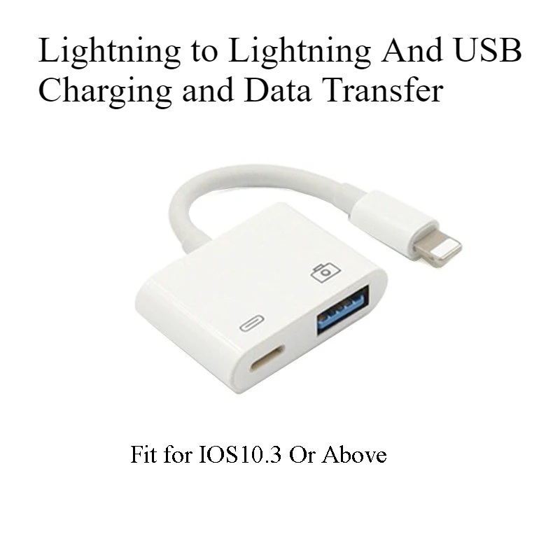

OTG Adapter for Iphone Lightning to Lightning And USB Cable Adapter Charging and Data transfer for IOS10.3 Or Above