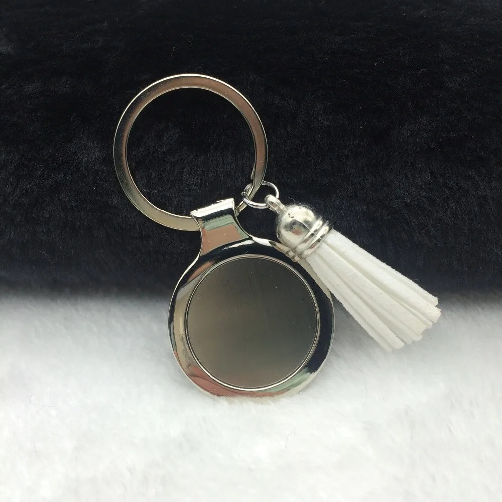 Personalized Silver Round Keychain Engraved Free Wedding Favor