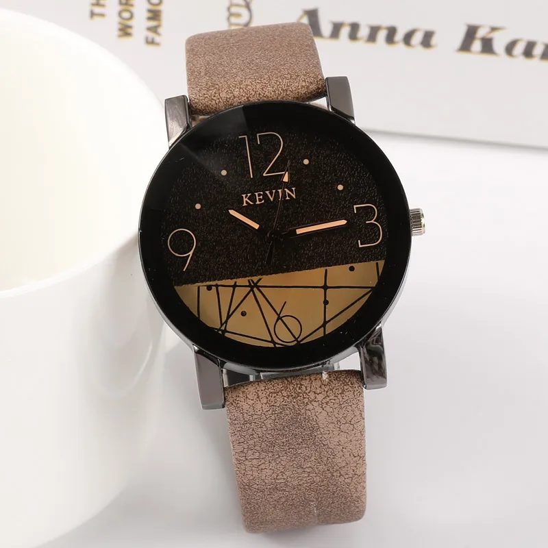 KEVIN Brand Arabic Numbers Lady Style Fashion Women Watch Candy Color Straps Leather Band Retro Dial Lovers Watch