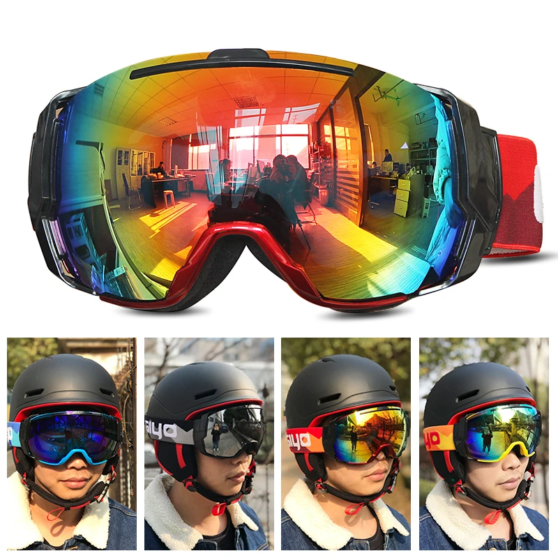 Лыжные очки для мужчин женщин очки для лыж и сноуборда УФ 400 Анти-туман поверх очков двойные линзы зимние очки для катания на коньках