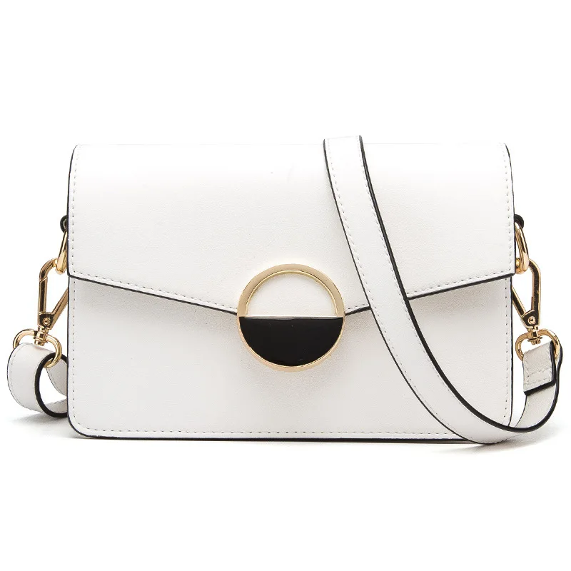 

Ougger Women Crossbody Bag Fashion Style White Flap Bag PU for Afternoon tea