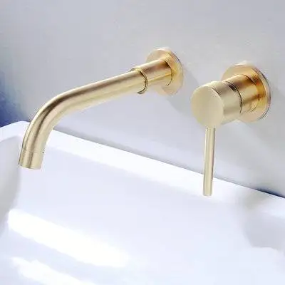 Современный латунный настенный смеситель для ванной комнаты кран для раковины Поворотный носик для ванной кран-смеситель античная бронза готовая ELK202 - Цвет: Brushed Gold