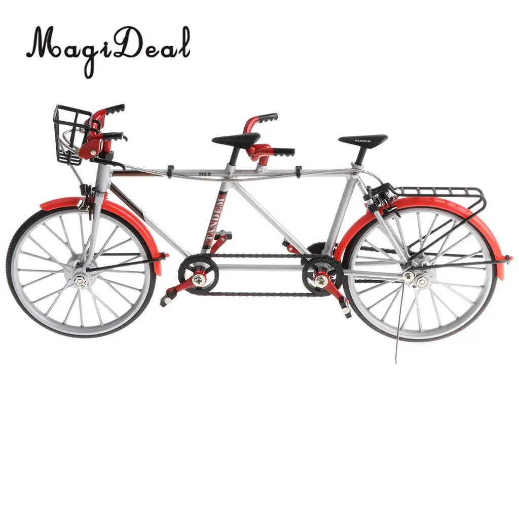 1:10 Scale Mini Alloy Diecast Racing Tandem Bike Model Bicycle Toy for Home Office Desk Decoration Collection