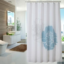 Водостойкая занавеска для ванной s Современный пользовательский белый полиэстер синий большой цветок отличительный мультфильм водостойкая занавеска для ванной
