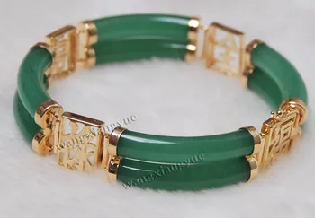 

2Rows Natural Green stone Link Bracelet AAA Grade