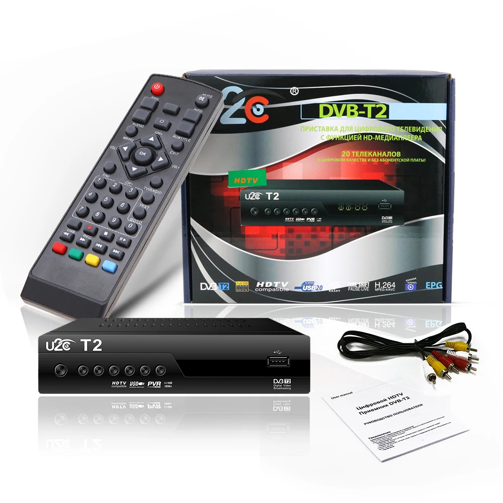 Качество U2C DVB T Smart ТВ коробка T2 STB H.264 MPEG 4 HD 1080 P цифрового наземного приемник/T2
