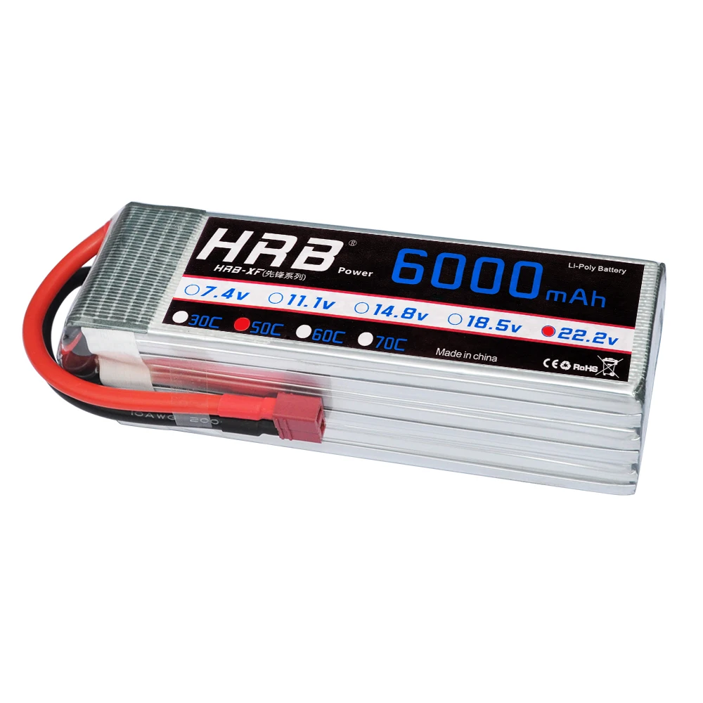 Аккумулятор HRB Lipo 6S 22 2 V 6000mAh 50C Max 100C для радиоуправляемого дрона FPV Вертолет UAV